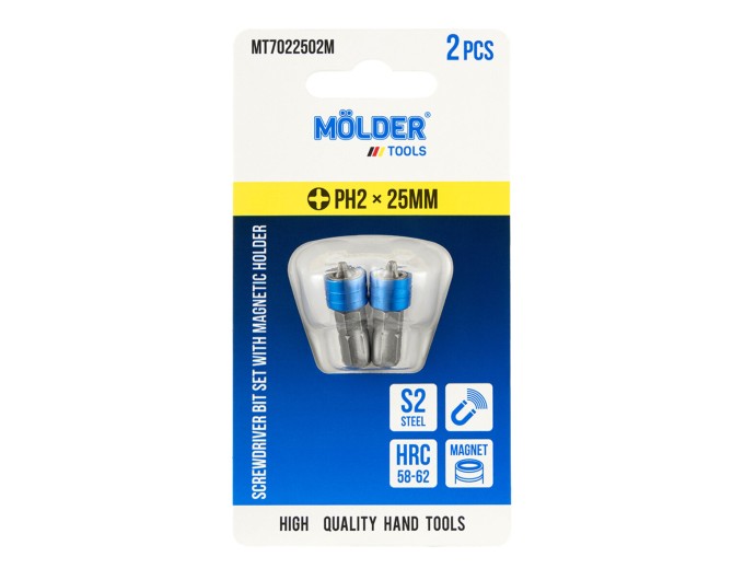 Набор бит Molder с магнитным держателем PH2x25мм 2шт, цена: 71 грн.