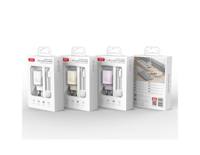 Сетевое зарядное устройство XO L149 PD30W 1USB-A+1USB-C + Type-C кабель белый, цена: 369 грн.