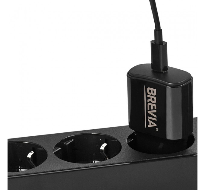 Сетевое зарядное устройство Brevia ePower PD20W + кабель USB-C to USB-C 1м черный, цена: 445 грн.