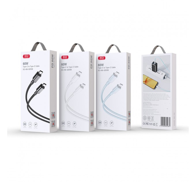 Кабель XO PVC Shiny Colorful Type-C to Type-C 60W 1м черный, цена: 119 грн.