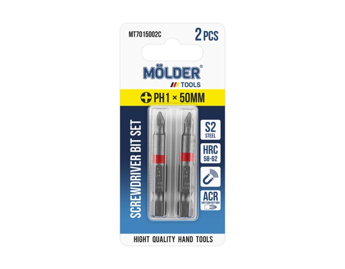 Набор бит Molder PH1x50мм 2шт (цветная маркировка), цена: 44 грн.