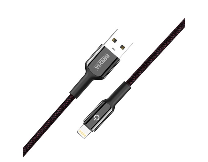 Кабель Brevia USB to Lightning 2,4А 1,2м, чорний box, ціна: 258 грн.