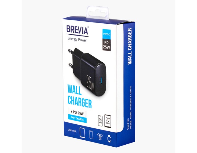 Сетевое зарядное устройство Brevia ePower PD25W USB-C черный, цена: 422 грн.