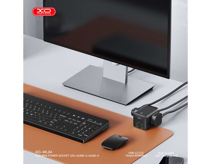 Сетевое зарядное устройство XO WL24 Fast Charging Desktop Charger Array Plug 65W черный, цена: 1 099 грн.
