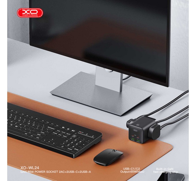 Сетевое зарядное устройство XO WL24 Fast Charging Desktop Charger Array Plug 65W черный, цена: 999 грн.