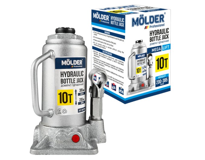 Домкрат гидравлический бутылочный Molder 10т 200-385мм, цена: 1 556 грн.