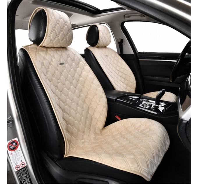 Преміум накидки для передніх сидінь CarLife Turbo, biege 2шт, ціна: 2 247 грн.