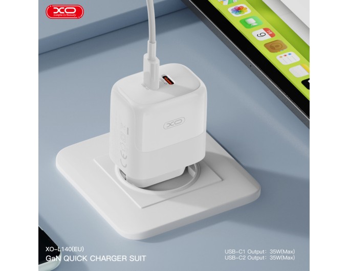 Сетевое зарядное устройство XO L140 Dual C35W 2USB-C белый, цена: 419 грн.