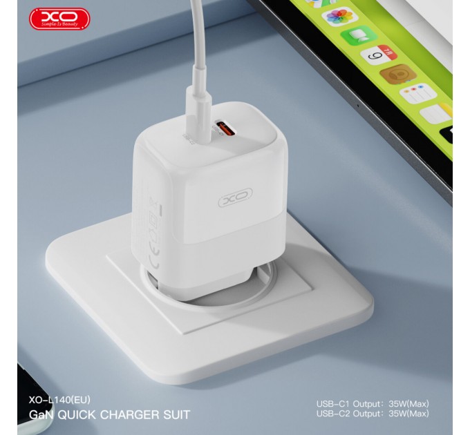 Сетевое зарядное устройство XO L140 Dual C35W 2USB-C белый, цена: 379 грн.
