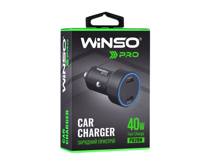 Автомобільний зарядний пристрій Winso Pro 40W 2xUSB-C LED Ring Metal, ціна: 457 грн.