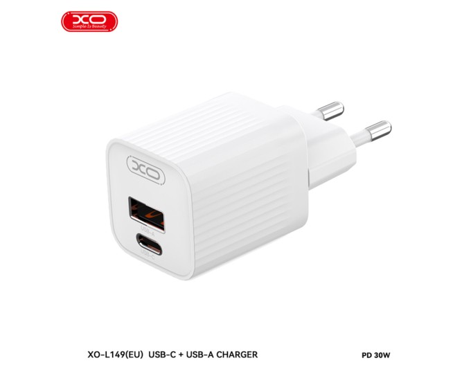 Сетевое зарядное устройство XO L149 PD30W 1USB-A+1USB-C белый, цена: 319 грн.