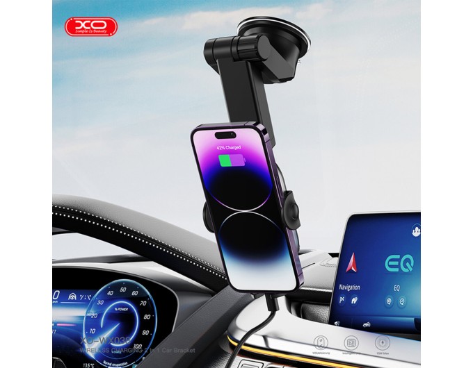 Тримач телефону автомобільний XO з бездротовою зарядкою WX038 15W Transparent Car Wireless Charging чорний, ціна: 939 грн.