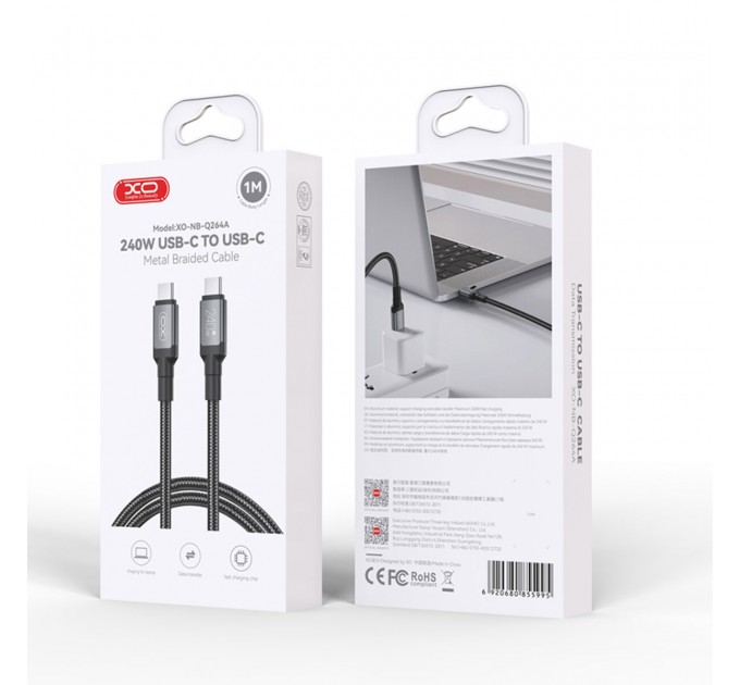 Кабель XO High Power Type-C to Type-C 240W 1м черный, цена: 249 грн.