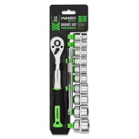 Професійний набір головок торцевих з тріскачкою та подовжувачем Winso Pro CR-V 3/8" 72Т, 10-24мм 12шт