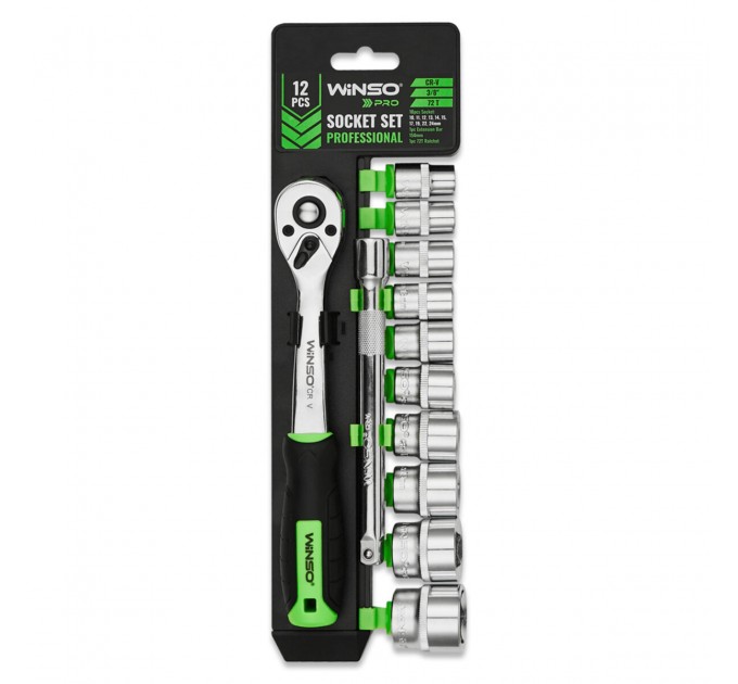 Профессиональный набор торцевых головок с трещоточкой и удлинителем Winso Pro CR-V 3/8" 72Т, 10-24мм 12шт, цена: 753 грн.