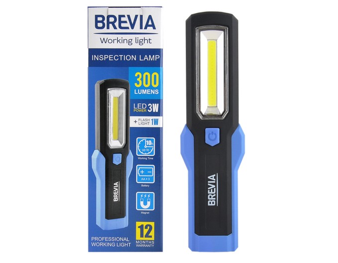Фонарь инспекционный Brevia LED 3W COB+1W LED 300lm, 3xAA, цена: 522 грн.