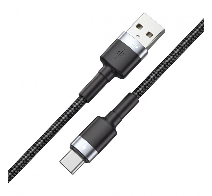 Кабель Brevia USB to Type-C 2,4А 1м, черный box, цена: 150 грн.