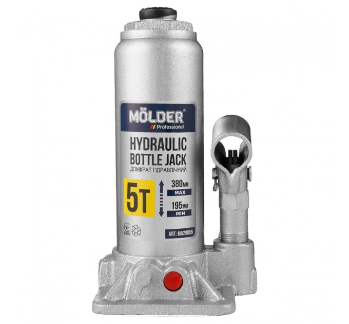 Домкрат гідравлічний пляшковий Molder 5т 195-380мм у кейсі, ціна: 897 грн.