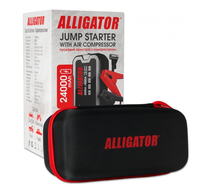 Пусковое устройство Alligator Jump Starter 2000A/4000A 24000mAh с компрессором 10Bar, цена: 5 385 грн.