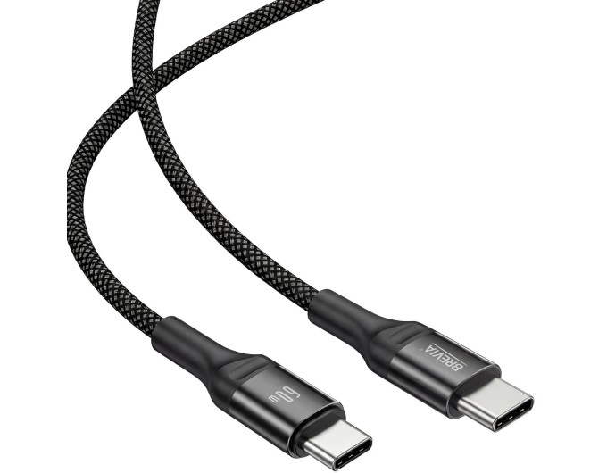 Кабель Brevia Type-C to Type-C 60W 1м, чорний ZIP, ціна: 171 грн.