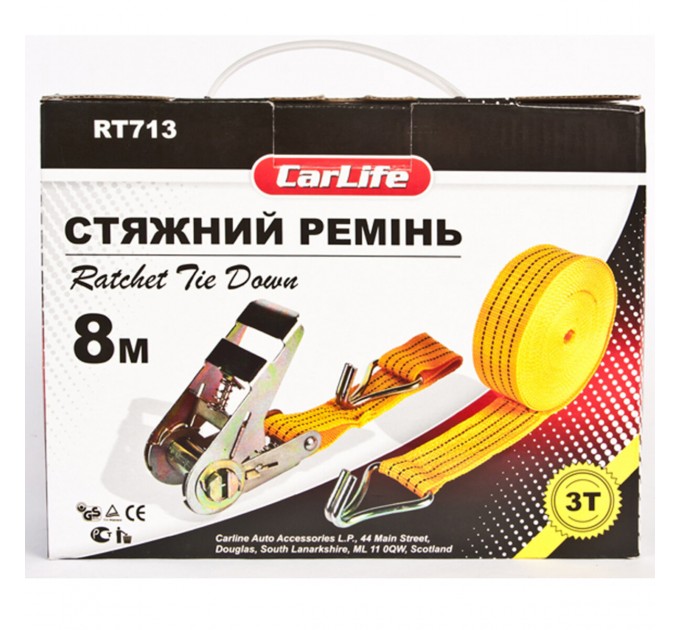 Стяжной ремень с замком CarLife 3т, 8м, цена: 444 грн.
