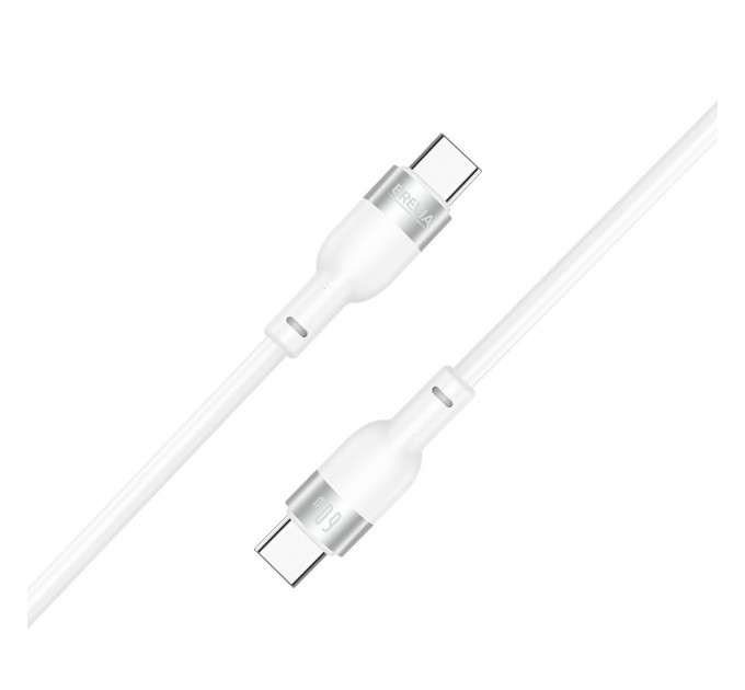 Кабель Brevia Type-C to Type-C 60W 1,2м, белый ZIP, цена: 150 грн.