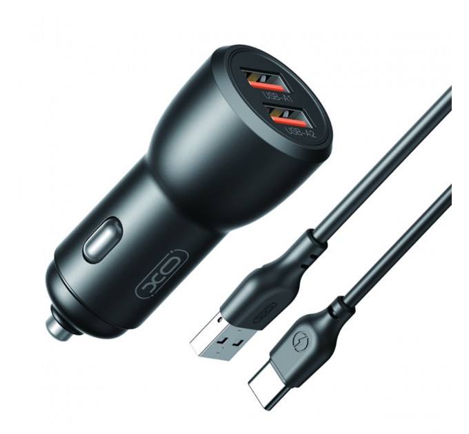Автомобильное зарядное устройство XO CC54 USB QC3.0 18W + Type-c кабель черный, цена: 129 грн.
