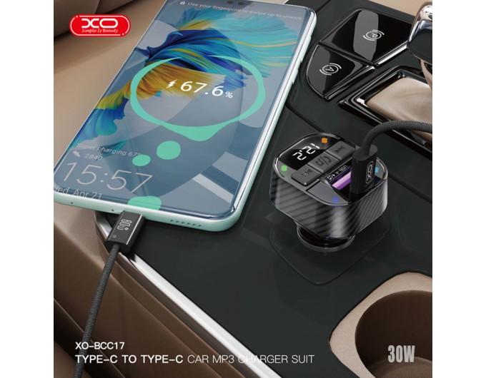 FM-трансмиттер XO BCC17 Smart Bluetooth+MP3 A+C Dual Port черный, цена: 299 грн.