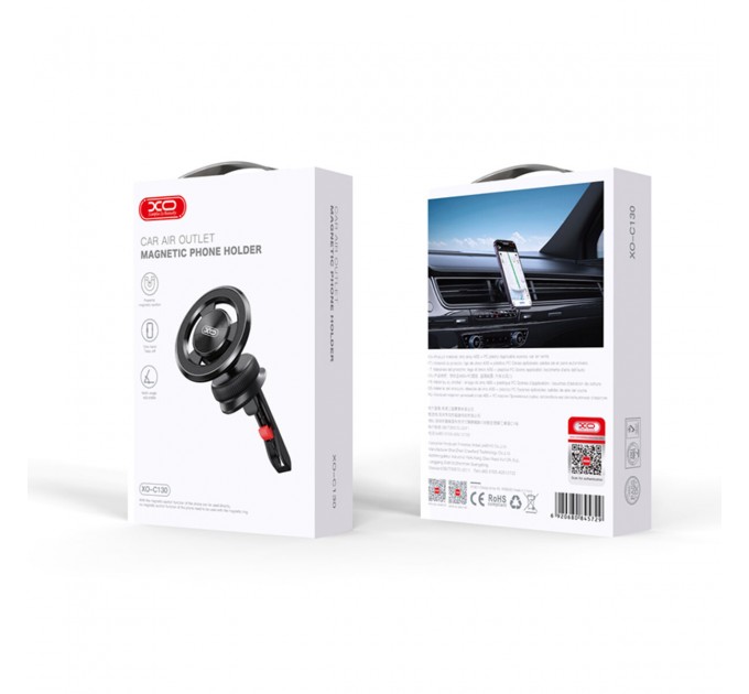 Держатель телефона автомобильный XO C130 MagSafe Dedicated Magnetic Suction Air Outlet Metal Bracket черный, цена: 229 грн.