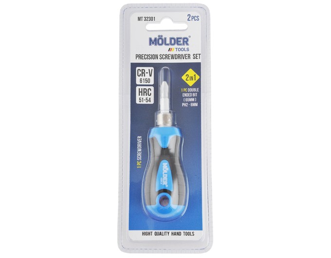 Отвертка Molder со сменными насадками 2в1 (PH2x65mm+SL6), цена: 90 грн.