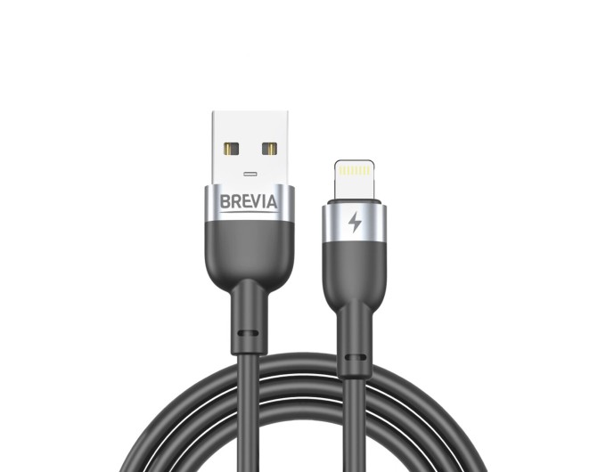 Кабель Brevia USB to Lightning 2,4А 1,2м, чорний box, ціна: 150 грн.
