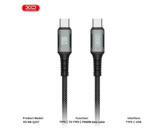 Кабель XO Magnetic Braided Type-C to Type-C 60W 1м чорний, ціна: 399 грн.