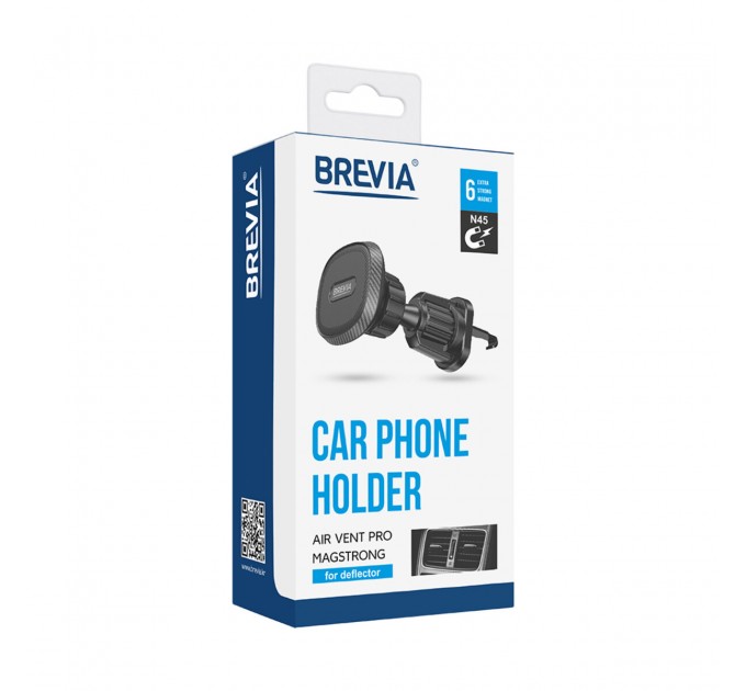 Держатель телефона автомобильный Brevia AirVent Pro MagStrong на дефлектор, 6 магнитов, черный, цена: 259 грн.
