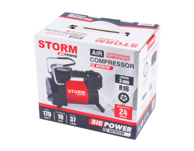 Компресор автомобільний Storm Big Power Autostop 10Атм 37л/хв 170Вт, ціна: 1 232 грн.