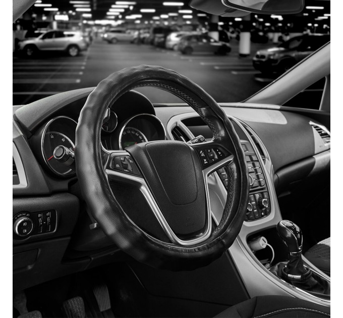 Чохол на кермо Carlife 39 - 41см, екошкіра, чорний, один шов SW142L, ціна: 272 грн.