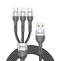 Кабель Brevia 3in1 USB to Lightning+Micro+Type-C 3A 1,2м, чорний, ціна: 290 грн.