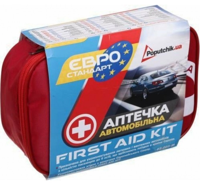 Аптечка медицинская автомобильная Евростандарт, согласно ТУ, мягкий футляр., цена: 477 грн.