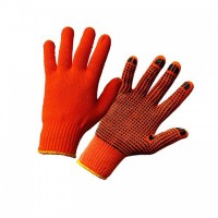 Перчатки покрытые точками ПВХ, оранжевые