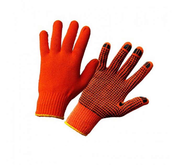 Перчатки покрытые точками ПВХ, оранжевые, цена: 19 грн.