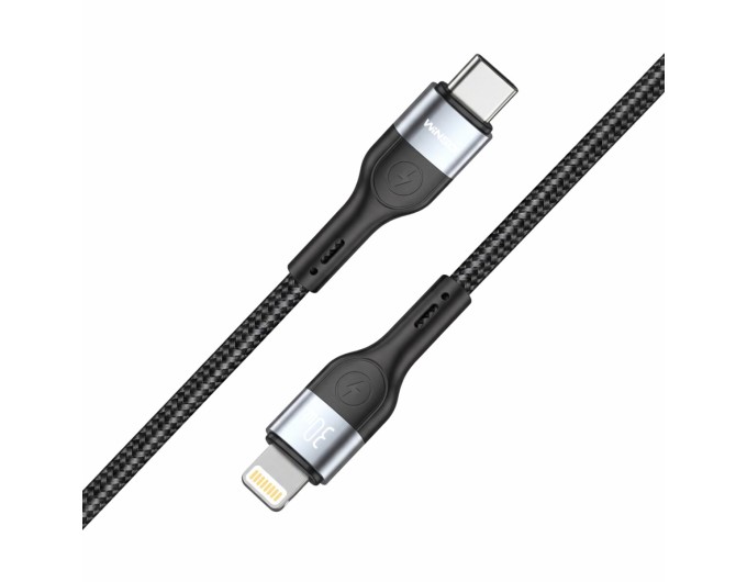 Кабель Winso Pro Type-C to Lightning 30W TPE+плетіння 1,2м чорний, ціна: 182 грн.