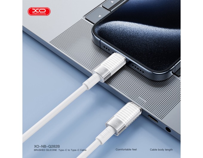 Кабель XO Brushed Silicone USB to Type-C 6A 1м білий, ціна: 199 грн.