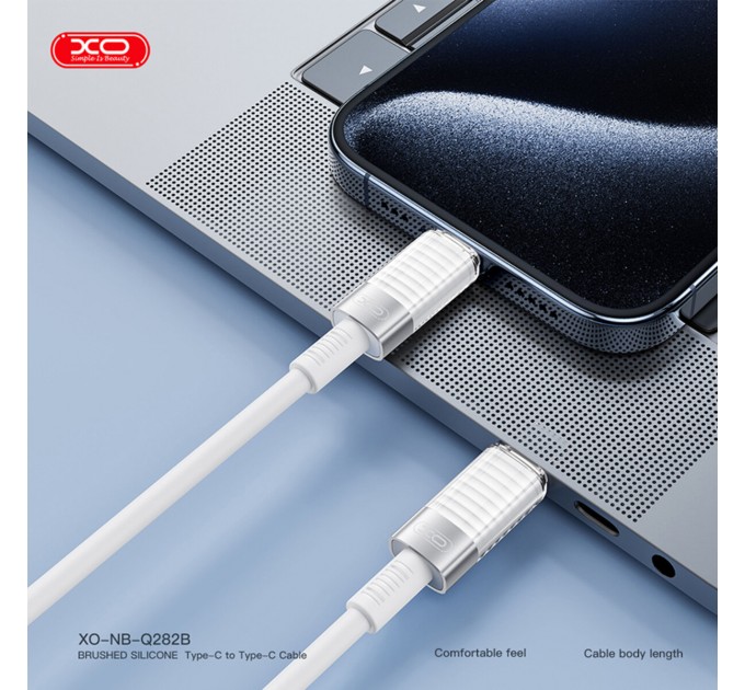 Кабель XO Brushed Silicone USB to Type-C 6A 1м белый, цена: 159 грн.