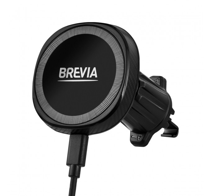 Держатель телефона автомобильный Brevia AirVent Ultra MagCharge 15W с беспроводной зарядкой, на дефлектор, цена: 899 грн.