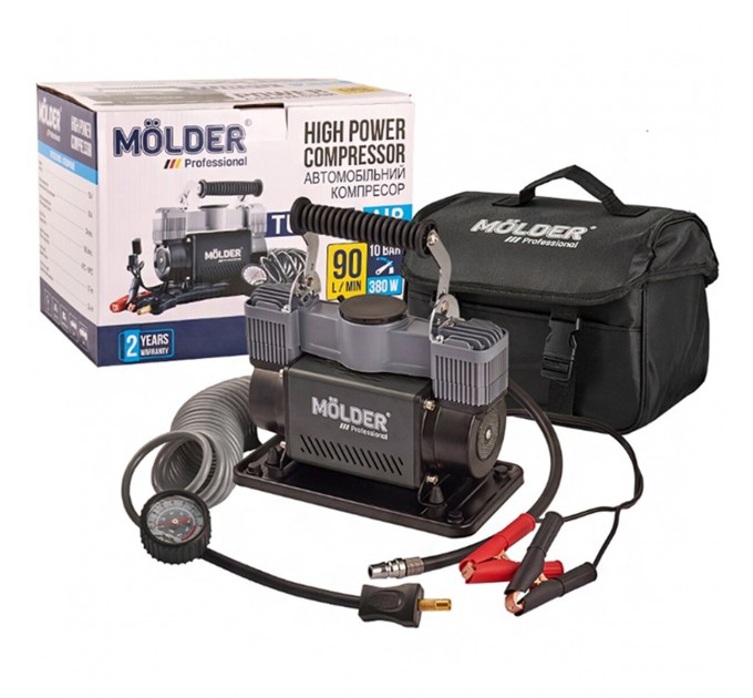 Компрессор автомобильный Molder Turbo Air 12В 10Атм 90л/мин с зажимами АКБ, цена: 3 278 грн.