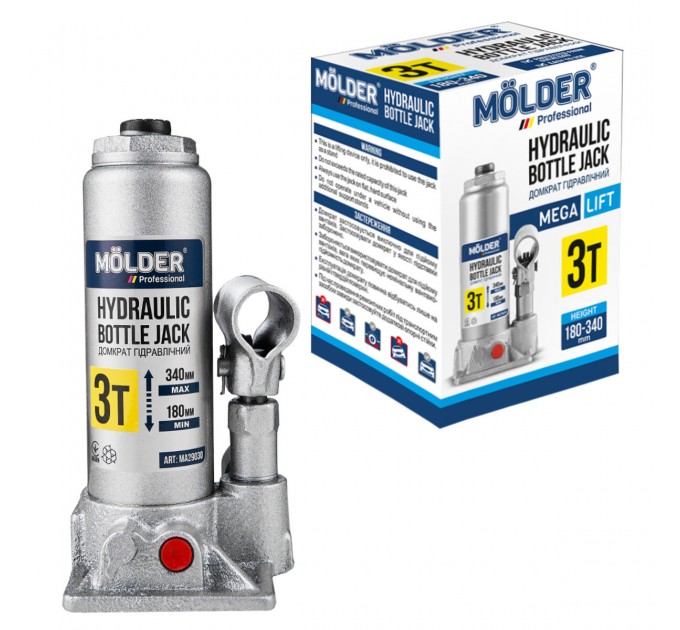 Домкрат гідравлічний пляшковий Molder 3т 180-340мм, ціна: 707 грн.