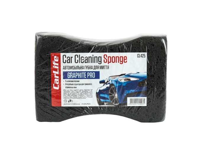 Губка для миття авто CarLife GraphitePro з великими порами 195x130x70мм, ціна: 76 грн.