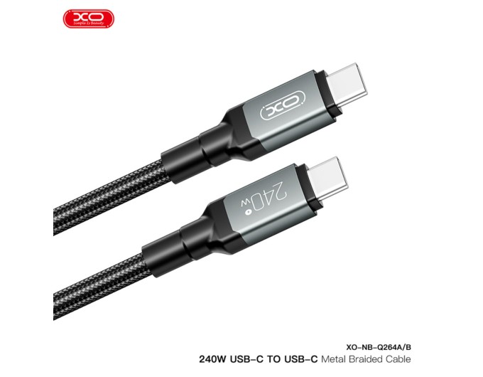 Кабель XO High Power Type-C to Type-C 240W 1м чорний, ціна: 279 грн.