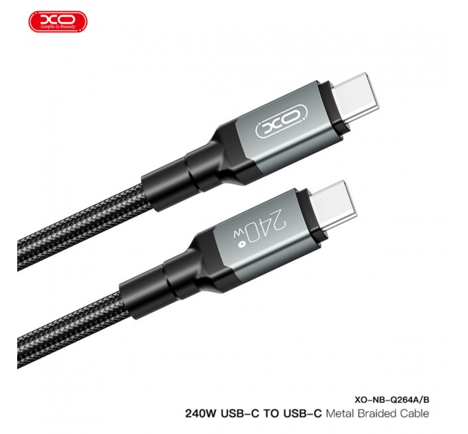 Кабель XO High Power Type-C to Type-C 240W 1м черный, цена: 249 грн.