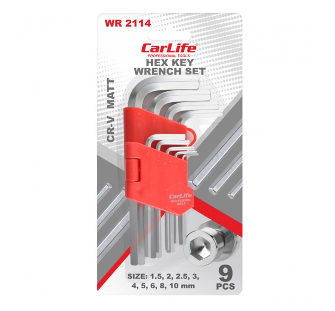 Набір ключів Carlife CR-V matt Г-подібних, 1.5-10мм, короткі, 9шт, ціна: 114 грн.