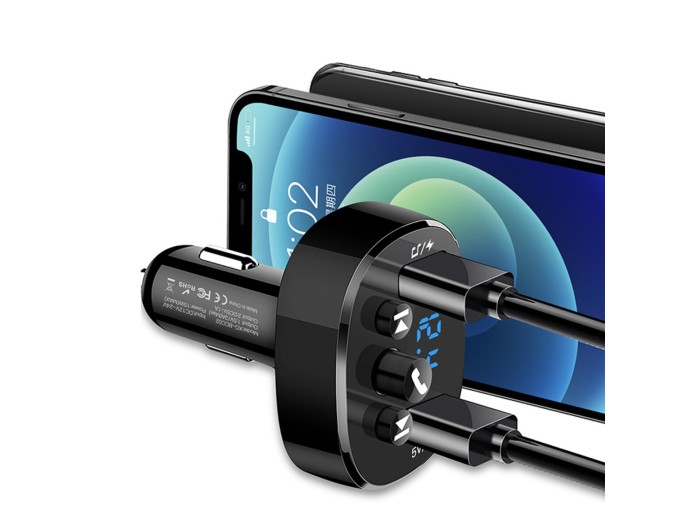 FM-трансмиттер XO BCC02 Bluetooth+FM+USB Charging черный, цена: 389 грн.